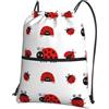 YYHWHJDE Zaino con coulisse con stampa coccinella, leggero, impermeabile, con tasca con cerniera, per viaggi e sport