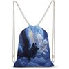SMAZDFXX Zaino con coulisse Flying Wolf Moonnight, borsa sportiva da palestra in tela per uomo e donna