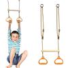 Generic Asta Dondolo E Anelli Trapeze - PE+PP 30x20 cm | Catene Plastificate Di Qualità Pesante | Gioco Sensorico Ergonomico Per Bambini E Adulti In Giardino