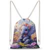 SMAZDFXX Zaino con coulisse a forma di elefante, fiore e farfalla, ideale per sport e palestra, in tela, per uomo e donna.