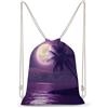 SMAZDFXX Zaino sportivo in tela con coulisse Purple Ocean Moon Palm Tree, ideale per uomo e donna.