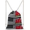 SMAZDFXX Zaino con coulisse gallese con bandiera americana, ideale per sport e palestra, in tela, per uomo e donna.