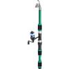 Drawup Set di canna da pesca portatile e mulinello da 1,8 m, telescopica, in fibra di carbonio, con borsa per accessori, per viaggi, campeggio e attività all'aperto (set verde)