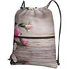 YYHWHJDE Pink Roses (1) Zaino con coulisse con stampa - Borsa da palestra leggera impermeabile con tasca con cerniera per viaggi e sport