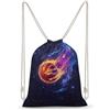 SMAZDFXX Zaino sportivo con coulisse a tema basket e fiamme, ideale per palestra e sport, in tela, per uomo e donna.