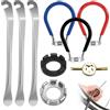 NEUSID Set di 9 chiavi per raggi della bicicletta, include 3 tendiraggi universali e 2 tenditori per nippli calibro 10-15, 3 leve per pneumatici e 1 chiave per valvole