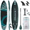 COOLCAA Mermaid SUP Board, 350 cm (extra grande) Stand Up Paddling Board Gonfiabile Stand Up Paddle Board con 86 cm Extra Larghezza, Tavola da pesca con accessori e borsa per il trasporto per adulti