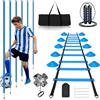 Bcuuozeeing Set di accessori per allenamento da calcio, Slalom Poles 6 aste Slalom con scala di coordinazione 6 m, 12 cappelli, corda per saltare e paracadute, per allenamento di coordinazione, slalom, calcio