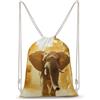 SMAZDFXX Zaino con coulisse a forma di elefante dell'antico Egitto, borsa sportiva da palestra in tela per uomo e donna