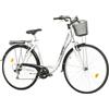 Multibrand Distribution Multibrand Velotec City Bicicletta Comfort in alluminio da 28 pollici, 7 velocità, V-Brake, luce, parafanghi, predisposta per portapacchi, adatta per 165-185 cm (Bianco con Grigio)