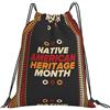 Generic Zaino con Coulisse Native American Heritage Month Borsa con Coulisse Impermeabile Sacchetta Sportiva Leggero Sacca da Palestra per Spiaggia Viaggi Unisex
