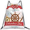 Generic Zaino con Coulisse Happy Columbus Day Drawstring Backpack Pieghevole Sacca da Palestra Leggero Sacchetta Sportiva per Vacanze Viaggi Spiaggia