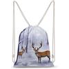 SMAZDFXX Zaino con coulisse in tela stampata Deers Winter per uomo e donna, ideale per sport e palestra.