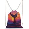 SMAZDFXX Zaino sportivo con coulisse a forma di coda di balena megattera al tramonto, ideale per palestra e sport acquatici, in tela, per uomo e donna.