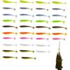 KUBDPQOR Esche da pesca in silicone morbido 36 pezzi con design a coda a pala riflesso brillante gomma elastica resistente perfette per il bass fishing pesca predatori e attrezzatura da pesca profess