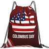 Generic Zaino con Coulisse Happy Columbus Day Drawstring Backpack Impermeabile Sacca da Palestra Grande capacità Sacchetta Sportiva per Spiaggia Unisex Viaggi
