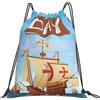 Generic Zaino con Coulisse Happy Columbus Day Sacca da Palestra Pieghevole Borsa con Coulisse Grande capacità Sacchetta Sportiva per Viaggi Vacanze Spiaggia
