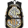 ybhgvc Zaino casual unisex leggero e resistente all'acqua con stampa del segno del dollaro dorato