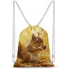 SMAZDFXX Zaino con coulisse a forma di scoiattolo con coda lunga, borsa sportiva da palestra in tela, borse a tracolla per uomo e donna