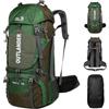 lvifloae Zaino da Trekking 60L Zaino da Campeggio Leggero con Scomparto per Scarpe e Copertura Antipioggia, Zaino da Viaggio per Uomo Donna, Zaino da Esterno per Trekking (Blu)