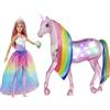 Barbie FXT26 Dreamtopia Playset con Bambola e Unicorno Grande Che Si Illumina con Chioma da Pettinare, Giocattolo per Bambini 3+ Anni, única, Imballaggio Standard