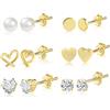 ALEXCRAFT Orecchini a perno per donne, ipoallergenici, in argento Sterling, con anello e perni, set di orecchini per più fori, piccole sfere, con zirconia cubica, orecchini a perno per donne, gioielli alla moda