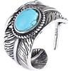 AVFORA Anello regolabile con piuma turchese Boho Anelli vintage con turchese in argento sterling 925 per donna uomo