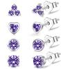 JETBON Set di orecchini a perno da donna in argento Sterling 925, ipoallergenici, con zirconia cubica, 5 paia di orecchini a cerchio in argento di diverse dimensioni, per piercing multipli, regali per lei