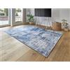 -LUXOR- living Tappeto da soggiorno Prima in design vintage, tappeto a pelo corto, stampa digitale, design intramontabile, 80 x 150 cm, colore grigio e blu