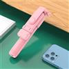 Risveglio Treppiede per selfie con rotazione a 360 gradi con luce di riempimento, supporto per telefono con scatto remoto wireless, compatibile con iPhone per Huawei, 70 cm bianco (rosa)