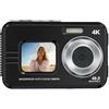 Jiawu Fotocamera Selfie a Doppio Schermo Messa a Fuoco Automatica Impermeabile da 48 MP per Vacanze e Avventure Subacquee con profondità Nominale di 11,5 Piedi (BLACK)