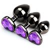 Solo Sexxy Set di 3 giocattoli anali in metallo di lusso a forma di cuore, kit di plug anali per adulti G spot, plug anali gay per donne, uomini, regali sessuali per coppie grande/medio/piccolo (viola)