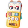 Hola - Cellulare giocattolo per bambini a forma di gufo, suono regolabile, giocattolo interattivo e sensoriale, gioco educativo con attività per bambini +6 mesi, 2 modalità di gioco, insegna numeri e