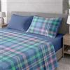 Ruggeri Set Lenzuola Completo Letto Matrimoniale, Microfibra, Tartan Blu | Set Lenzuola Alta Qualità Certificato Oeko-Tex, Lenzuolo con Angoli 170x200 cm, Lenzuolo Piatto 240x280 cm, 2 Federe 50x80 cm