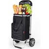 YEAUPE PRO Carrello Spesa 3 in 1 con Compartimento Isotermico - Capacità 50L, Carico 25kg - Ruote Silenziose, Impermeabile, Facile da Montare e Trasportare - Nero Carbone
