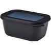 Mepal - Multi Bowl Cirqula Rectangular - Contenitori Plastica con Coperchio - Adatto come Contenitore Ermetico per Frigo, Microonde, Congelatore da Portata - Ciotole Cucina - 750 ml - Nordic black