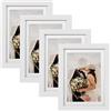 EXYGLO Cornici per foto,Cornice 13x18 Cornici Bianche per Soggiorno, Camera da Letto, Corridoio, Ufficio, Decorazione Perfetta, Set di 4