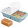 Romon Souper Cubes, Cubetti Ghiaccio Silicone con Coperchio, Grandi Stampi Contenitori Meal Prep per Freezer 1L, Stampo hielo per Zuppa e Purè di bebè, Rende 4 Cubi di Porzioni 125ml/250ml (Blu)