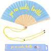 Fisura - Originale ventaglio yo no sudo, brillo. Ventilatore a mano in legno moderno e divertente. Ventaglio blu e giallo. Si illumina al buio. Misure: 42,5 x 23 cm.