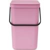 Brabantia Sort & Go Pattumiera 25L (Lilac Pink), Pattumiera cucina in plastica con maniglia, Secchio spazzatura salvaspazio con coperchio stay open rimovibile, Cestino umido facile da pulire