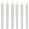 Relaxdays Candele LED a stelo, set da 6, HxD: 25 x 2 cm, fiamma tremolante, cera vera, rigate, senza fiamma, bianche