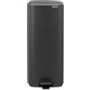Brabantia Pattumiera a pedale Bo 30L (Mineral Infinite Grey), Pattumiera con pedale e coperchio a chiusura soft, Secchio spazzatura con secchio interno rimovibile e sacchetti PerfectFit inclusi