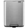 Brabantia Pattumiera a pedale Bo 12L (Matt Steel Fingerprint Proof), Pattumiera con pedale e coperchio a chiusura soft, Secchio spazzaturacon secchio interno rimovibile e sacchetti PerfectFit inclusi