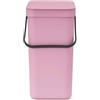 Brabantia Sort & Go Pattumiera 12L (Lilac Pink), Pattumiera cucina in plastica con maniglia, Secchio spazzatura salvaspazio con coperchio stay open rimovibile, Cestino umido facile da pulire