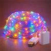 M mimotec - Catena luminosa a LED per esterni con USB, lunga 15 m, luci multicolori con effetti, impermeabile IP65, ideale per terrazze e giardini. LM2968.