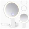 VINATO Specchio Trucco con Luci LED a Doppia Faccia, Pieghevole Specchio Ingranditore 10X con Luce Regolabile, 3 Modalità di Colore, Portatile o Appeso,per Camera da letto Tavolino da toeletta Viaggi