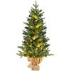 FANTASK Mini Albero di Natale con Illuminazione Piccolo Albero di Natale Artificiale Abete con 50 Luci LED Bianco Caldo e Timer Decorazione Natale 90cm