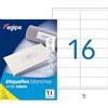 Imation Agipa Confezione da 1600 etichette bianche per stampanti a getto d'inchistro/laser e copiatrici, 105x35