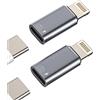 WASRUYI Adattatore OTG per iPhone OTG da USB C femmina a Lightning maschio (confezione da 2) per caricabatterie Apple Dongle di sincronizzazione dati di tipo c Lettore di schede Flash Drive Tastiera Mouse U