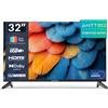 Antteq TV 32 Pollici (81 cm) LED HD, Design Senza Cornice, USB-Media Player, HDMI, Triple Tuner DVB-T2/S2/C, H.265/HEVC 10bit, Audio Dolby, Modalità Hotel, Adatto agli Anziani (E32-AH1Q1L)
